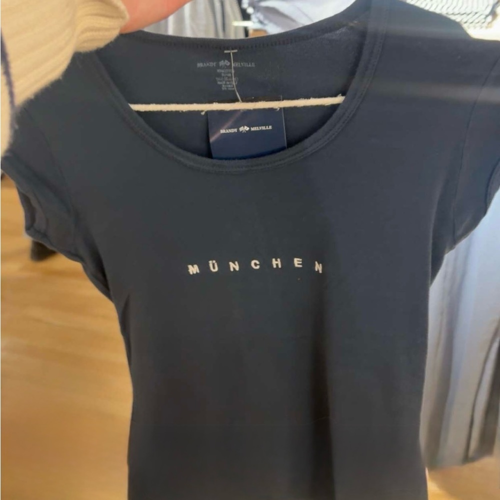 Brandy Melville Blue Fitted Cap Sleeve T-Shirt